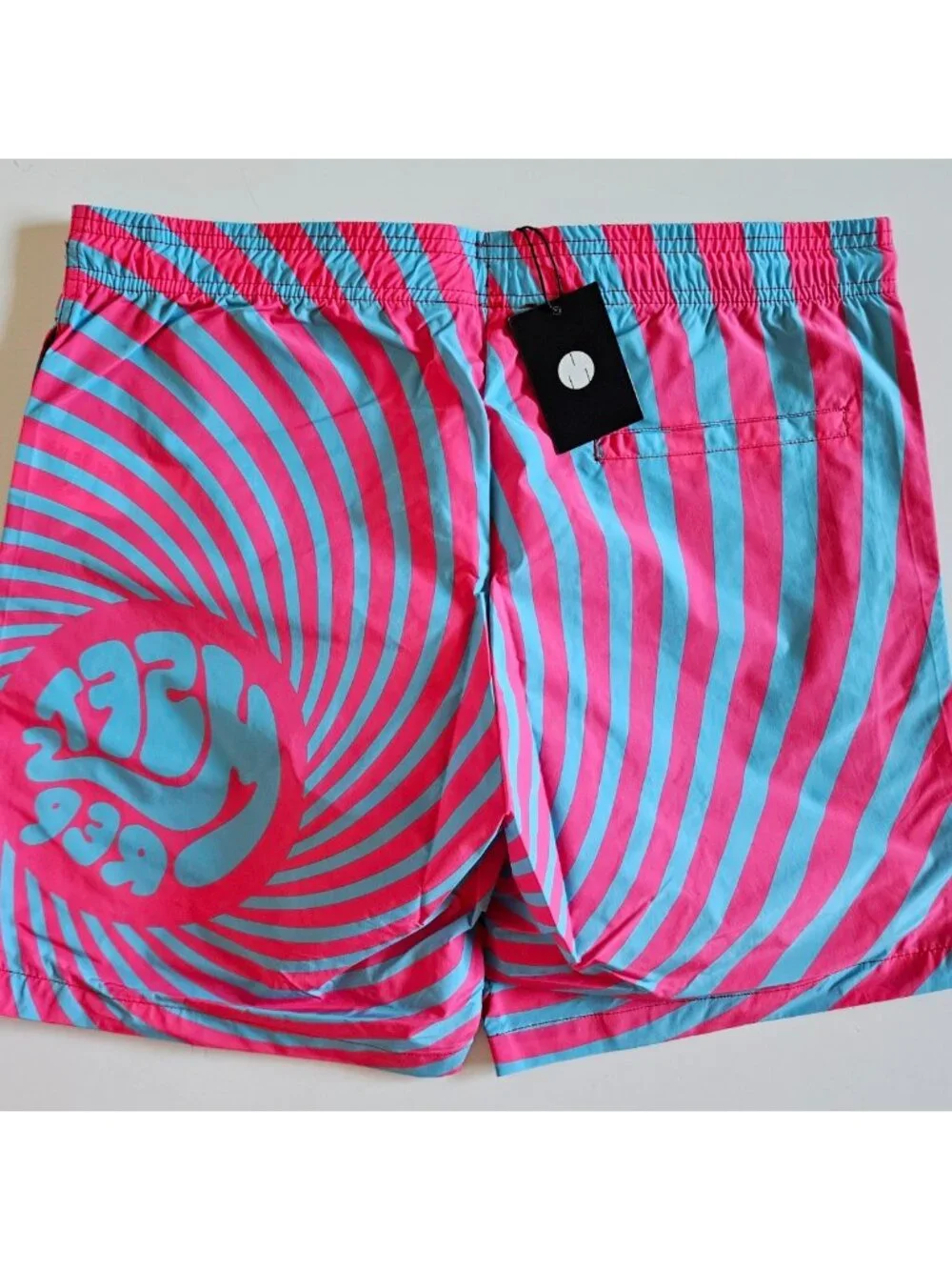 NWT MSFTSrep Costume Uomo Men's Psychedelic Swim Trunks Pink Blue Medium M